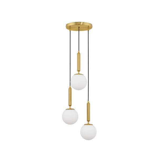 Brass Gold Metal  Opal Glass  LED E27 3x12 Watt 230 Volt   IP20 Bulb Excluded  D: 35 H: 155 cm Adjustable height image 1