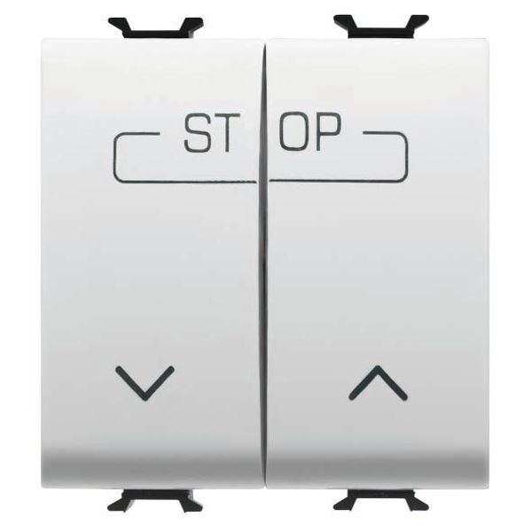 TWIN PUSH-BUTTON 250V ac - QUICK WIRING TERMINALS - 1P NO 16A - SYMBOL UP-DOWN-STOP - 2 MODULES - GLOSSY WHITE - CHORUSMART image 2