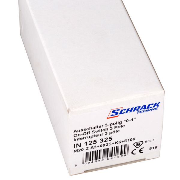On-Off switch, 3-pole, 32A, 11kW, central mounting image 2