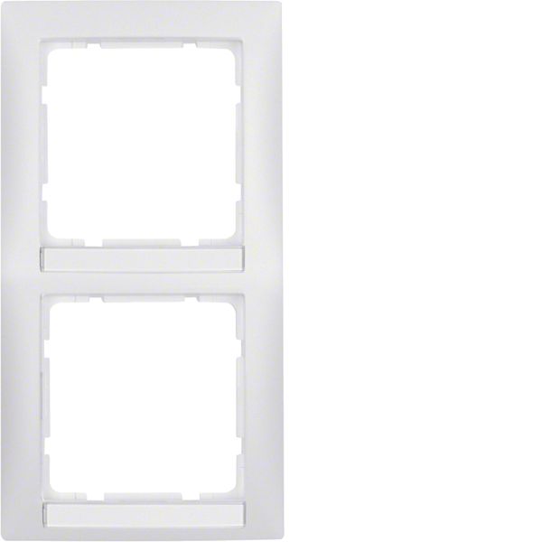 Frame 2gang vert., lab. field, S.1, p. white, matt, plastic image 1