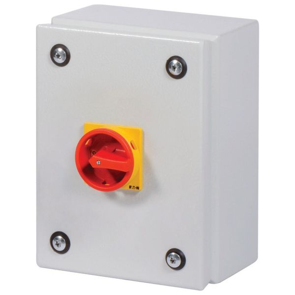 Main switch, T0, 20 A, surface mounting, 4 contact unit(s), 8-pole, Emergency switching off function, With red rotary handle and yellow locking ring, image 7