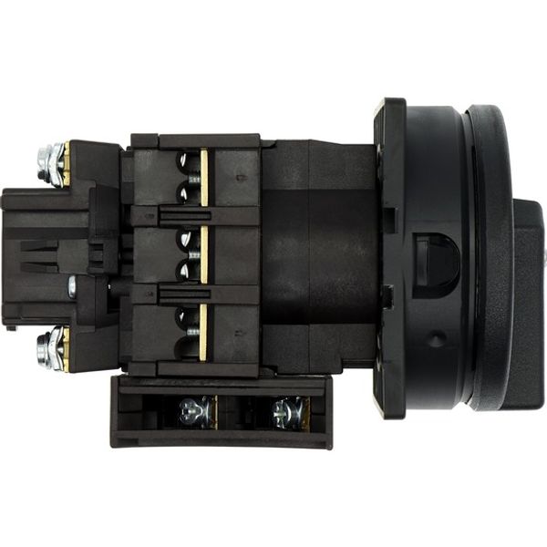 Main switch, P1, 25 A, flush mounting, 3 pole, 1 N/O, 1 N/C, STOP function, With black rotary handle and locking ring, Lockable in the 0 (Off) positio image 2