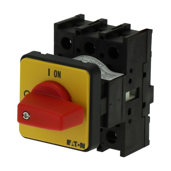 On-Off switch, P1, 40 A, flush mounting, 3 pole, Emergency switching off function, with red thumb grip and yellow front plate image 6