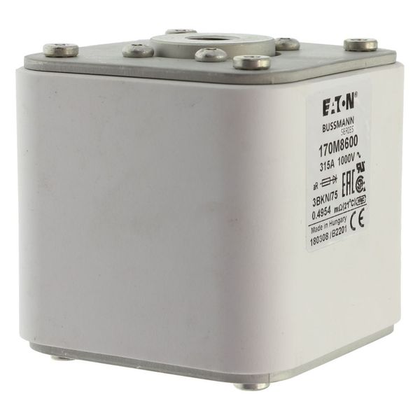 Fuse-link, high speed, 315 A, AC 1000 V, size 3, 74 x 92 x 76 mm, aR, IEC, UL, single indicator image 9