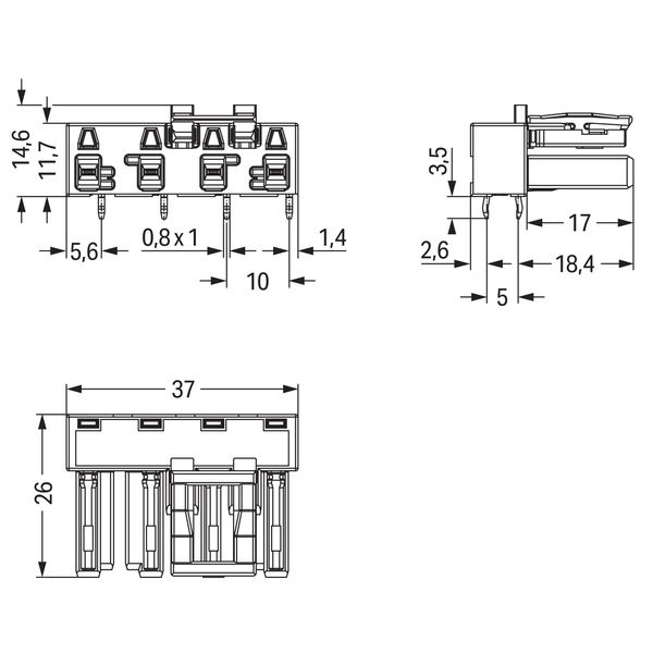 Socket for PCBs angled 4-pole gray image 7