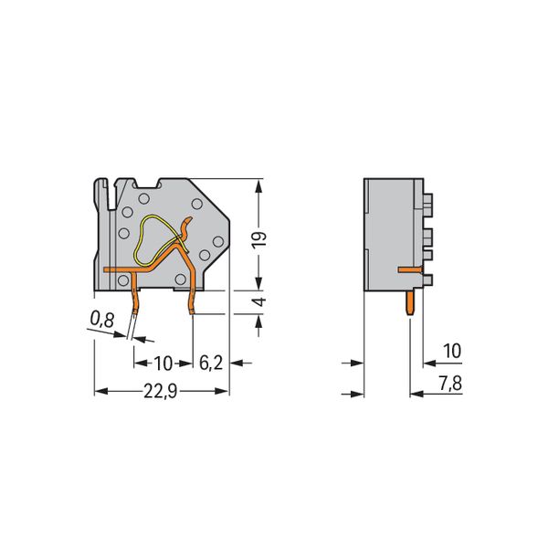 Stackable PCB terminal block 4 mm² Pin spacing 10 mm light gray image 4