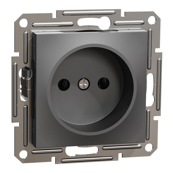 Asfora - single socket outlet without earth contact, wo frame, anthracite image 3
