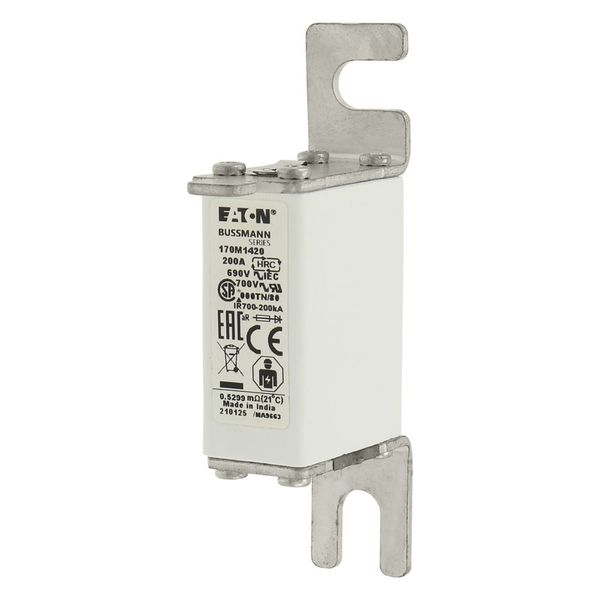 Fuse-link, high speed, 200 A, AC 690 V, DIN 000, aR, DIN, IEC, single indicator, live gripping lugs image 5