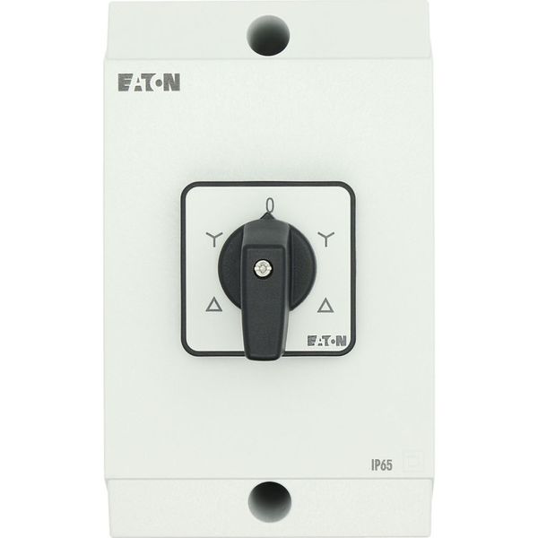 Reversing star-delta switches, T3, 32 A, surface mounting, 5 contact unit(s), Contacts: 10, 60 °, maintained, With 0 (Off) position, D-Y-0-Y-D, Design image 23