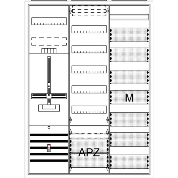 DA37BD Meter board, Field width: 3, Rows: 57, 1100 mm x 800 mm x 215 mm, Isolated (Class II), IP31 image 17