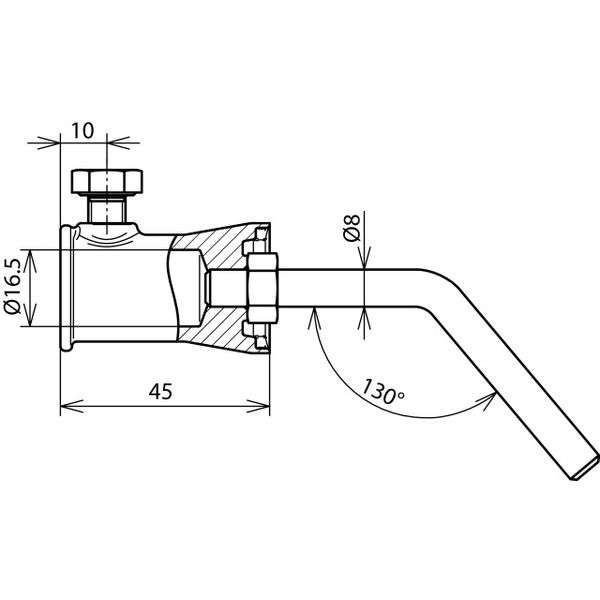 Fixing adapter 130° StSt with socket ZDC D 16mm f. DEHNiso image 2