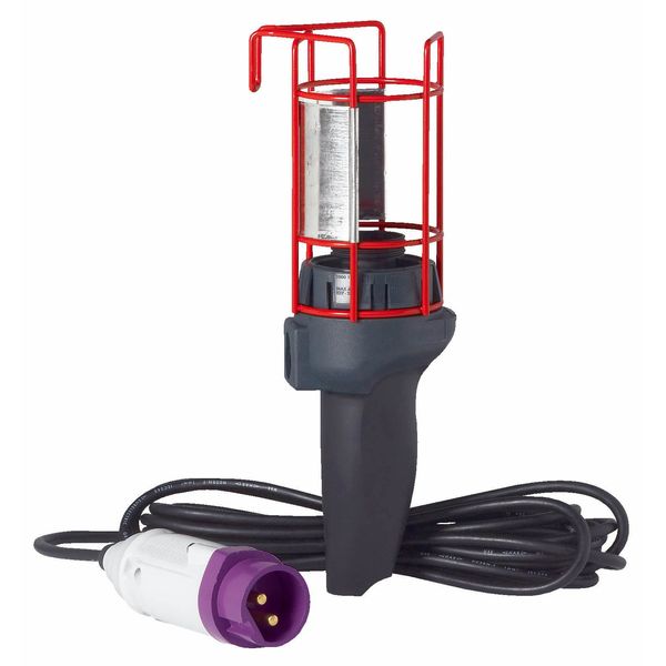 Construction site portable lamp 24V 60W maximum compact IP20 with straight Hypra plug and 10m cord length image 1