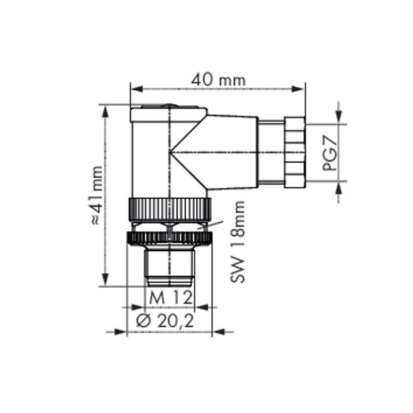 Fitted pluggable connector 4-pole M12 plug, right angle image 4