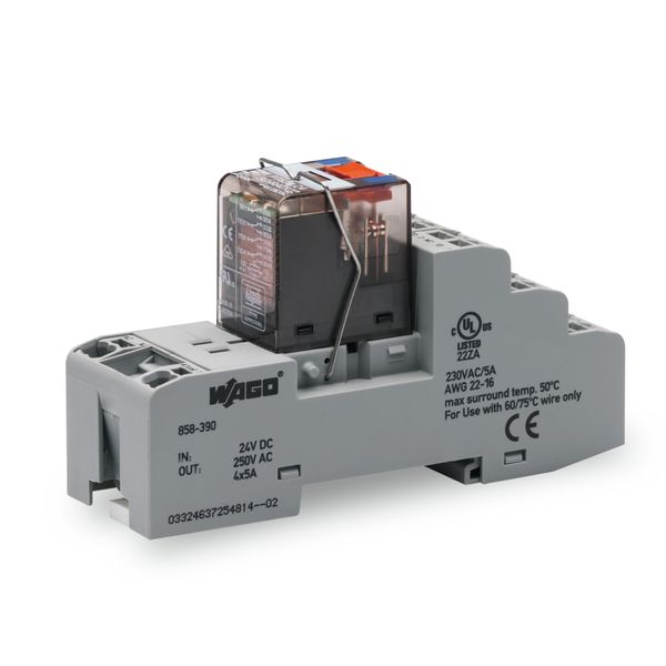 Relay module Nominal input voltage: 24 VDC 4 changeover contacts image 1