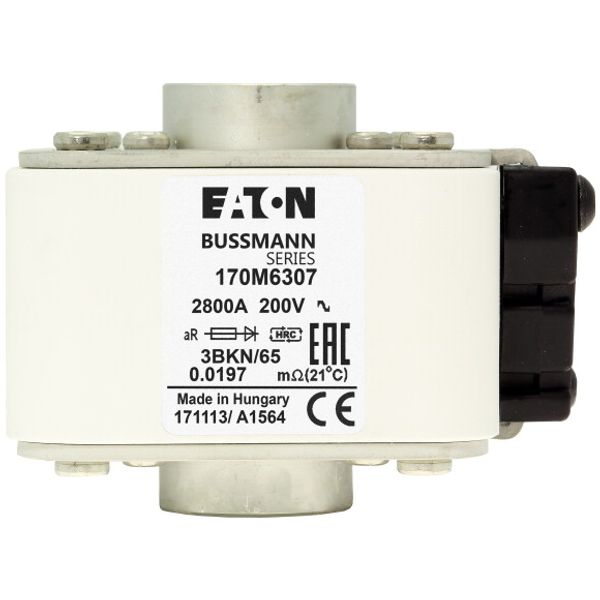 Fuse-link, high speed, 2800 A, AC 200 V, size 3, 76 x 92 x 65 mm, aR, IEC, single indicator image 1