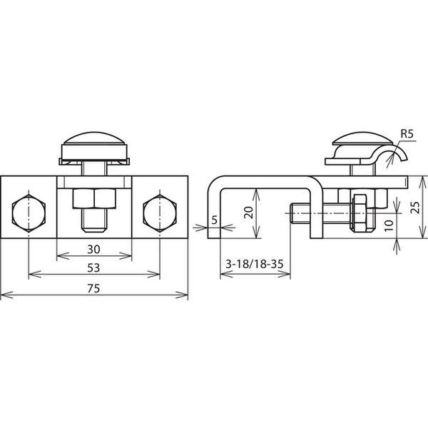 Clamp StSt, horizontal type, f. profiles 18-35mm with clamping frame image 2