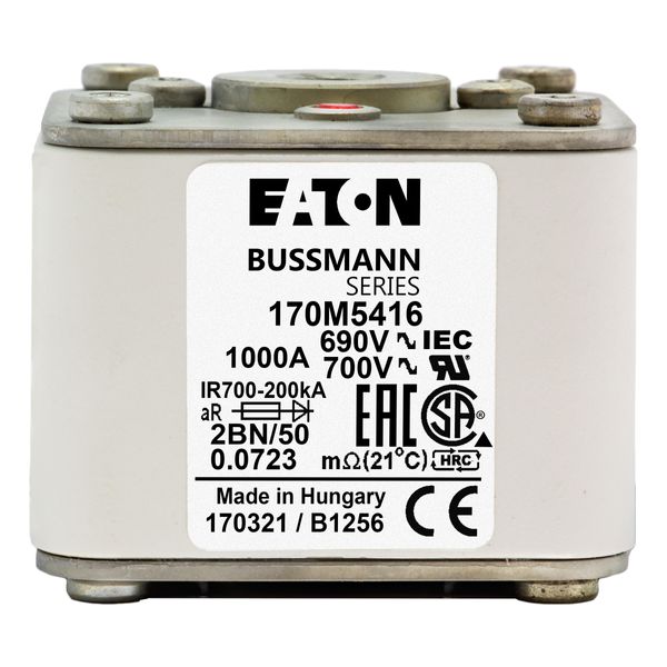 Fuse-link, high speed, 250 A, AC 1250 V, size 2, 61 x 77 x 81 mm, aR, IEC, UL, single indicator image 5