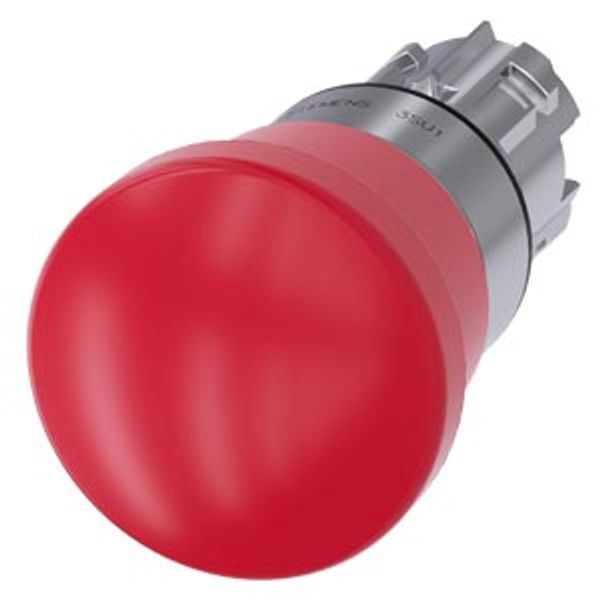 EMERGENCY STOP mushroom pushbutton, 22 mm, round, metal, shiny, red, 40 mm, positive latching, acc. to EN ISO 13850, pull-to-unlatch mechanism, Z=50-unit packaging image 1