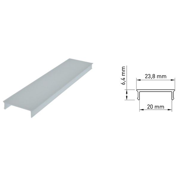 PMMA cover TB flat opal L-2000mm W-24mm H-6mm image 1