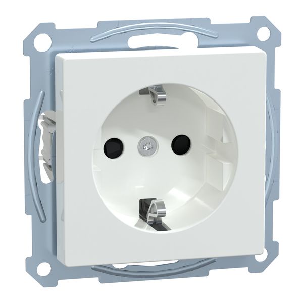 SCHUKO socket-outlet, shutter, screwl. term., active white, glossy, System M image 2