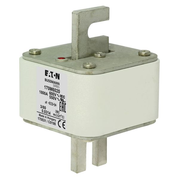 Fuse-link, high speed, 1800 A, AC 600 V, DIN 3, 76 x 76 x 109 mm, aR, DIN, IEC, single indicator image 7