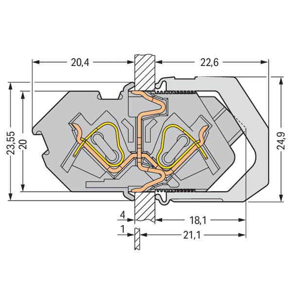 826-171 Feedthrough terminal block; Conductor/conductor connection; Plate thickness: 1 … 4 mm image 6