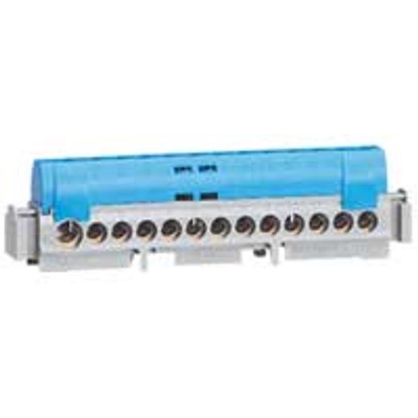 IP 2X terminal block - neutral (blue) - 1 x 6 to 25² - 33 x 1.5 to 16² -L 276 mm image 1