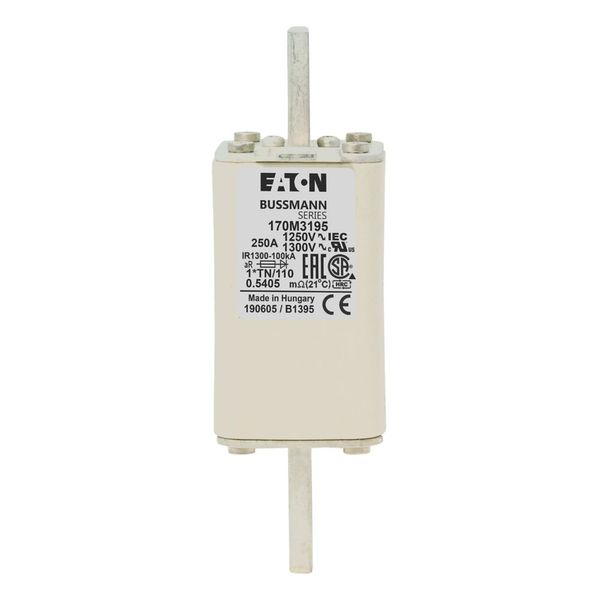 Fuse-link, high speed, 250 A, AC 1250 V, compact size 1, 45 x 58 x 138 mm, aR, DIN, IEC, type T indicator image 12