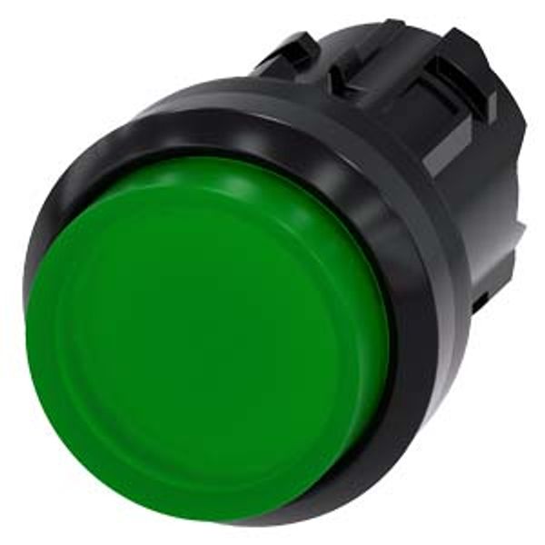 Illuminated pushbutton, 22 mm, round, plastic, green, pushbutton, raised momentary...3SU1001-0BB40-0AA0-Z Y13 image 1