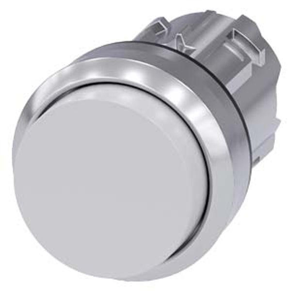 Pushbutton, 22 mm, round, metal, shiny, white, pushbutton, raised momentary...3SU1050-0BB60-0AA0-Z Y11 image 1