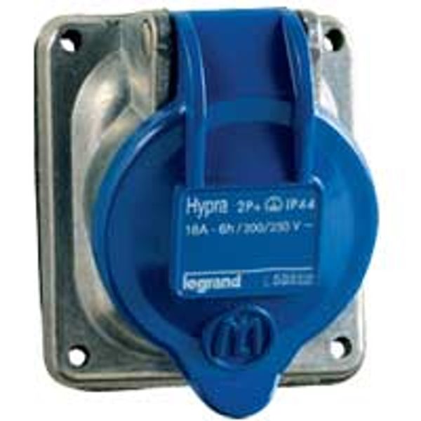 Panel mounting socket inclined outlet Hypra-IP 44 -200/250 V~ -16 A -2P+E -metal image 1