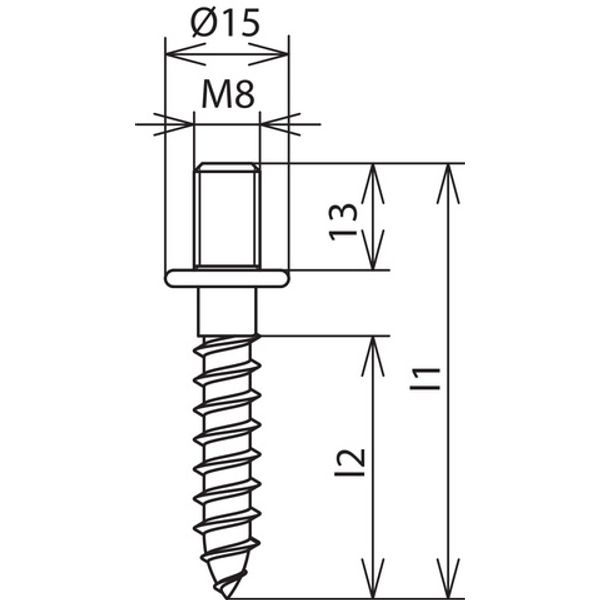 Wood screw with threaded head M8x13mm St/gal Zn L 53mm image 2