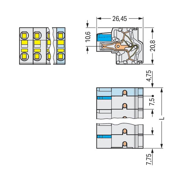 2-conductor female connector Push-in CAGE CLAMP® 2.5 mm² light gray image 4