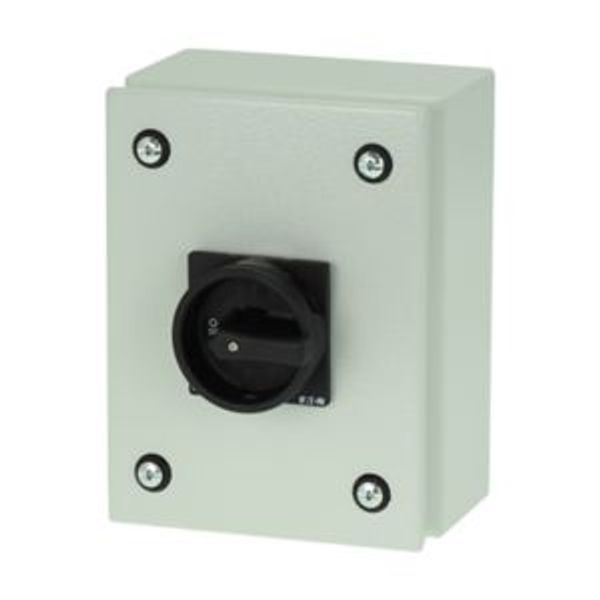 Main switch, P1, 40 A, surface mounting, 3 pole, 1 N/O, 1 N/C, STOP function, With black rotary handle and locking ring, Lockable in the 0 (Off) posit image 4