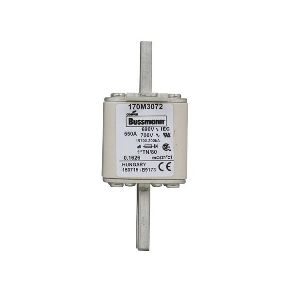 Fuse-link, high speed, 550 A, AC 690 V, compact DIN 1, 45 x 58 x 104 mm, aR, DIN, IEC, single indicator image 3