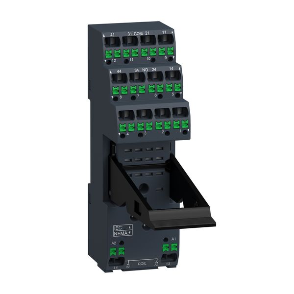 Harmony, Push-in socket with clamp, for RXM relays, 12 A/2 CO, 6 A/4 CO, push-in terminals, separate contact image 1