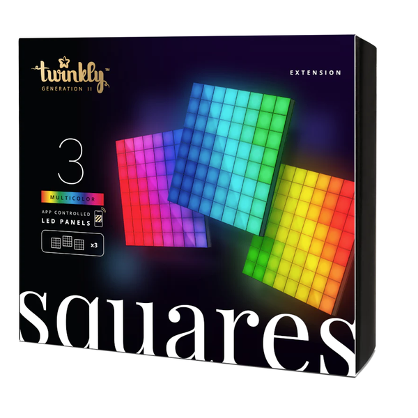 3 Square Blocks extensions, 64 RGB Pixels, 16x16 cm, Black, IP20, Plug F image 1