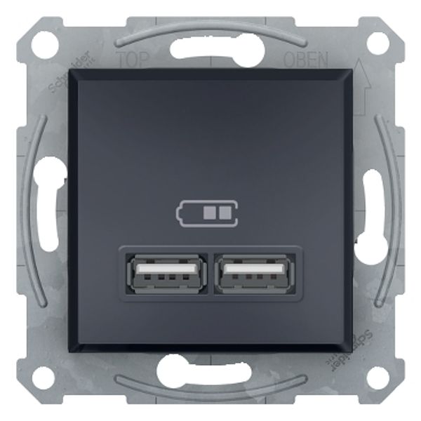 Asfora - double USB charger 2.1 A - anthracite image 2