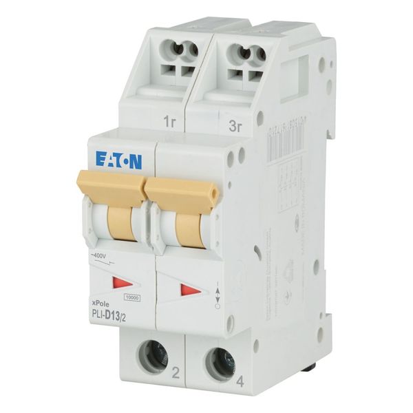 Miniature circuit breaker (MCB) with plug-in terminal, 13 A, 2p, characteristic: D image 1