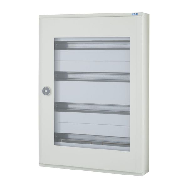 Complete surface-mounted flat distribution board with window, white, 24 SU per row, 4 rows, type C image 4