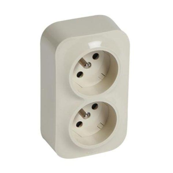 Forix - French std socket 2x2P+E - surface mounting - IP 2X - 16A - 250V~ - Ivory image 1