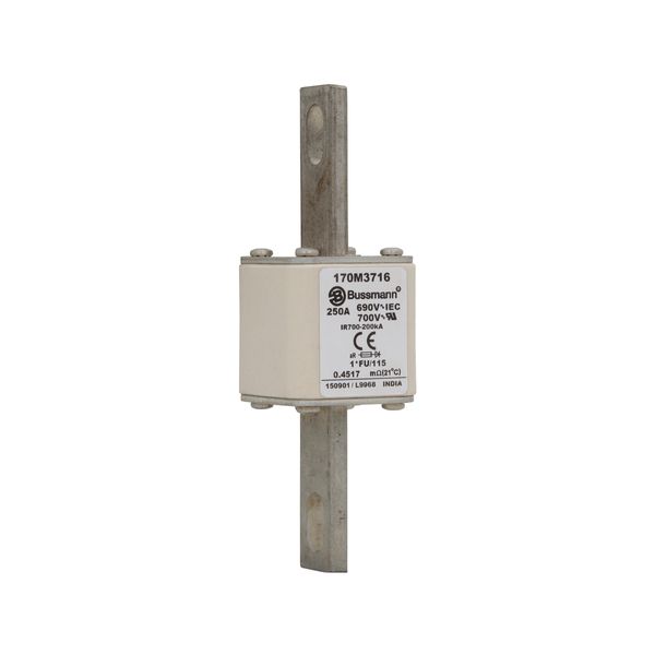 Fuse-link, high speed, 250 A, AC 690 V, compact size 1, 45 x 45 x 148 mm, aR, IEC, UL image 7