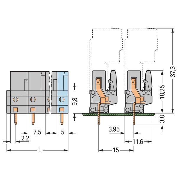 THT female header straight Pin spacing 7.5 mm gray image 2