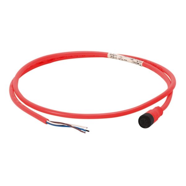 DC Micro (M12), Male, Straight, 5-Pin, PVC Cable, Red, Unshielded, I image 1