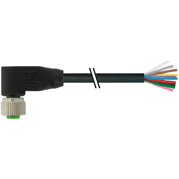 M12 female 90° A-cod. with cable PUR 12x0.14 bk UL/CSA+drag ch. 50m image 1