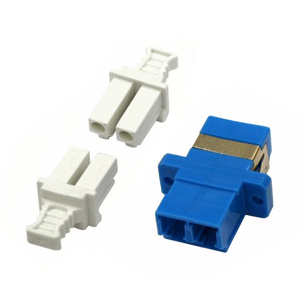 FO Coupler LC-Duplex,Plastic,Singlemode,zirconia,flange,blue image 1