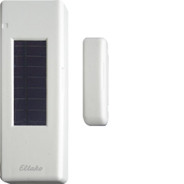Wireless window/door contact with solar cell and battery pure white glossy image 1
