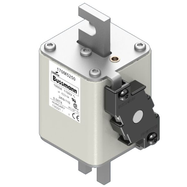 Fuse-link, high speed, 1000 A, AC 1100 V, size 2, 61 x 77 x 138 mm, aR, DIN, IEC, single indicator image 2