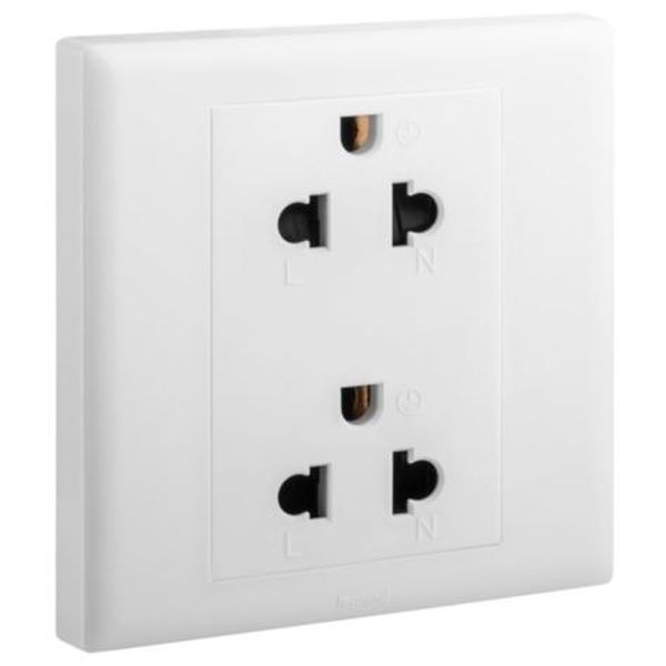 Eloe - 1 gang 2x2 Pole+e EURO-US socket - White image 1