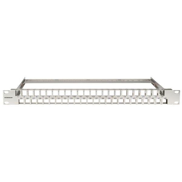 Patchpanel 19" empty for 48 modules (SFB), 1U, stainless image 1